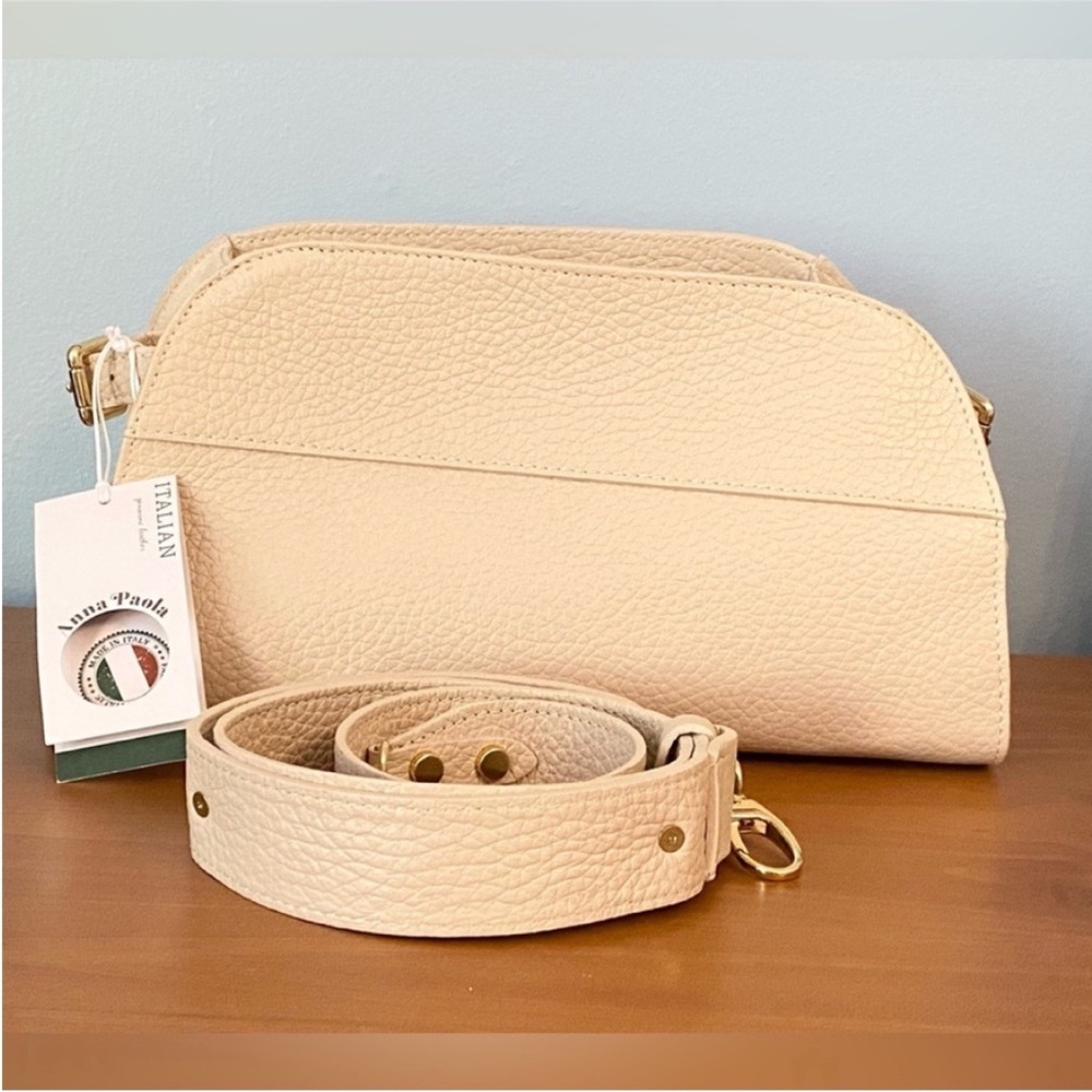 NWT Anna Paola Cream Leather Crossbody Bag for Women - Picture 3 of 4